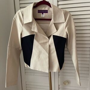 Vivienne Tam Cream and Black Cropped Blazer